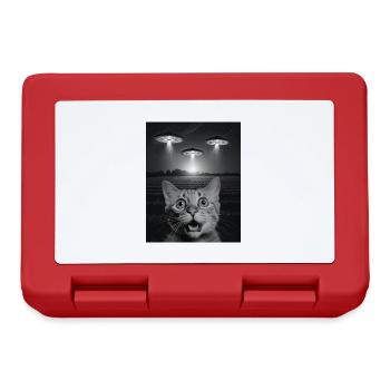 Lustiges Katzen Selfie Vor UFOs Katze UFO - Brotdose - Rot - Vorne