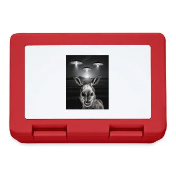 Lustiges Esel Selfie Vor UFOs Eseln UFO - Brotdose - Rot - Vorne