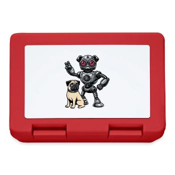 Pug Robot and Master Friends - Lunchbox - red - Front