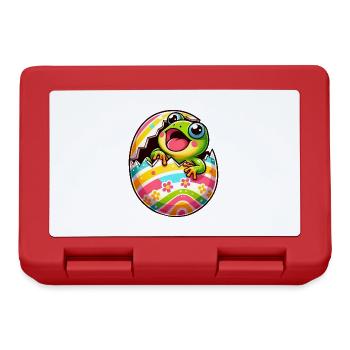 Buntes Osterei mit Schlüpfendem Frosch Design - Brotdose - Rot - Vorne