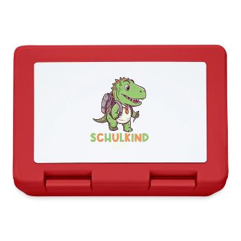 Einschulung Dinosaurier Dino TRex Schulkind 2024 - Brotdose - Rot - Vorne