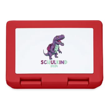 Einschulung Dinosaurier Dino TRex Schulkind 2024 - Brotdose - Rot - Vorne