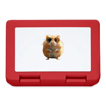 Hamster mit Sonnenbrille Goldhamster Süße Hamster - Brotdose - Rot - Vorne