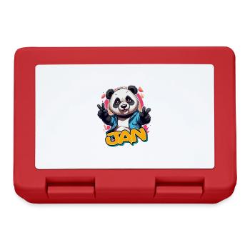 JAN - Schöner Jungen Name mit Coolem Panda - Brotdose - Rot - Vorne