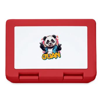 JUAN - Schöner Jungen Name mit Coolem Panda - Brotdose - Rot - Vorne