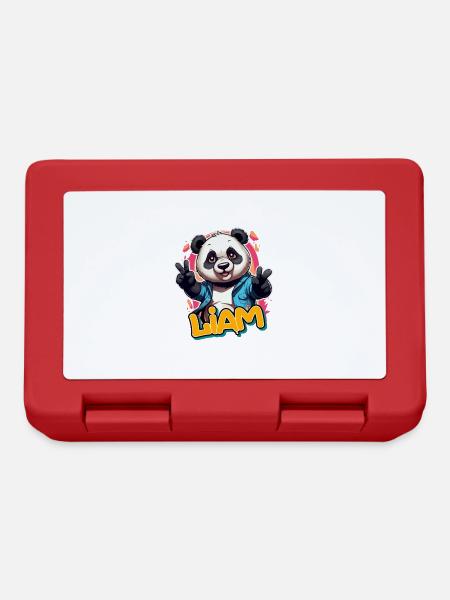 LIAM - Schöner Jungen Name mit Coolem Panda - Brotdose - Rot