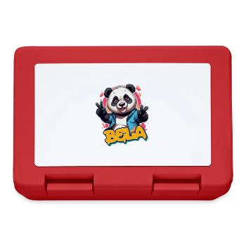 BELA - Beau prénom de garçon avec un panda cool - Boîte à goûter - rouge - Devant