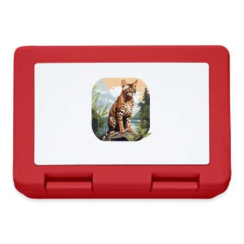 Bengal Cat Bengalkatze - Brotdose - Rot - Vorne