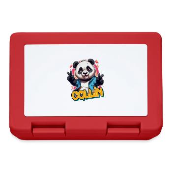 COLLIN - Beau prénom de garçon avec un panda cool - Boîte à goûter - rouge - Devant