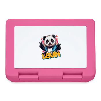 LEVIN - Beau nom de garçon avec Cool Panda - Boîte à goûter - rose - Devant