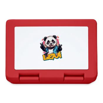 LEVI - Schöner Jungen Name mit coolem Panda - Brotdose - Rot - Vorne