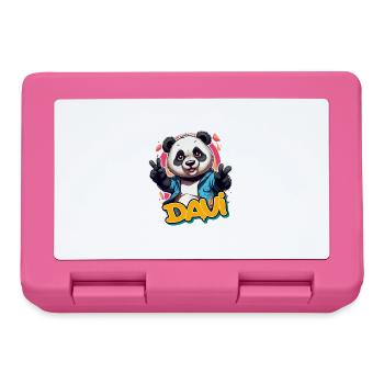 DAVI - Schöner Jungen Name mit coolem Panda - Brotdose - Pink - Vorne