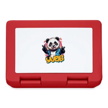 YVES - Beau prénom de garçon avec un panda cool - Boîte à goûter - rouge - Devant