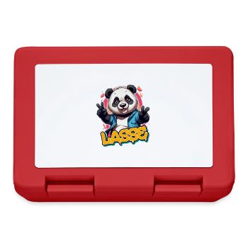 LASSE - Handsome boy name with cool panda - Lunchbox - red - Front