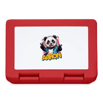AARON - Beau nom de garçon avec Cool Panda - Boîte à goûter - rouge - Devant