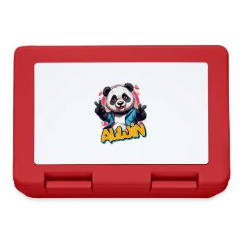 ALWIN - Handsome Boy Name with Cool Panda - Lunchbox - red - Front