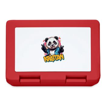 KRISTAN - Handsome boy name with cool panda - Lunchbox - red - Front
