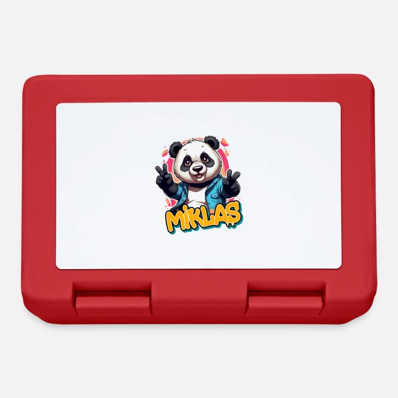 MIKLAS - Handsome boy name with cool panda - Lunchbox - red