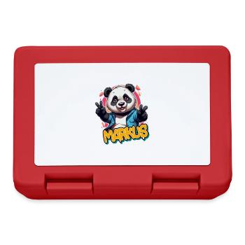 MARKUS - Beau prénom de garçon avec un panda cool - Boîte à goûter - rouge - Devant
