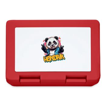 HENDRIK - Schöner Jungen Name mit coolem Panda - Brotdose - Rot - Vorne