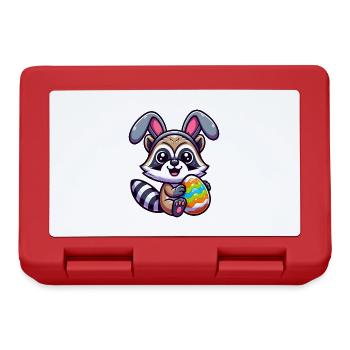 Easter Raccoon in Egg Disguise Cartoon - Lunchbox - red - Front