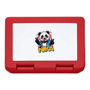 NIKA - Beau prénom de garçon avec panda cool - Boîte à goûter - rouge - Devant