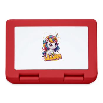 LILLIAN - Beau nom de fille avec une licorne mignonne - Boîte à goûter - rouge - Devant