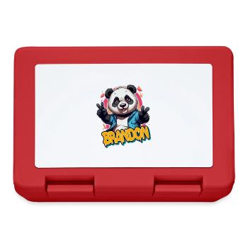 BRANDON - Schöner Jungen Name mit coolem Panda - Brotdose - Rot - Vorne