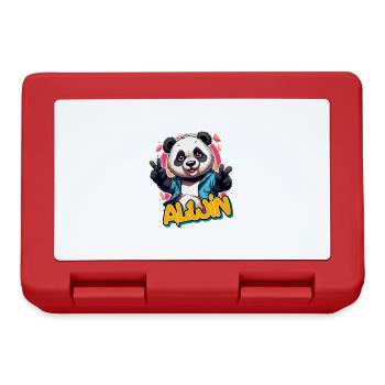ALWIN - Handsome Boy Name with Cool Panda - Lunchbox - red - Front