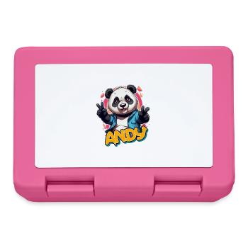 ANDY - Schöner Jungen Name mit coolem Panda - Brotdose - Pink - Vorne
