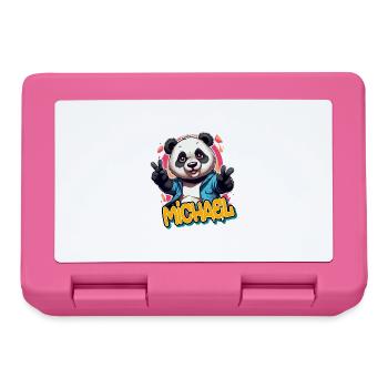MICHAEL - Schöner Jungen Name mit coolem Panda - Brotdose - Pink - Vorne