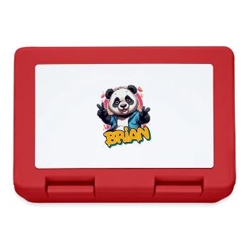 BRIAN - Handsome boy name with cool panda - Lunchbox - red - Front