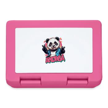 ANDREA - Beau nom de fille avec Cool Panda - Boîte à goûter - rose - Devant