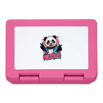 NICOLE - Schöner Mädchen Name mit coolem Panda - Brotdose - Pink - Vorne