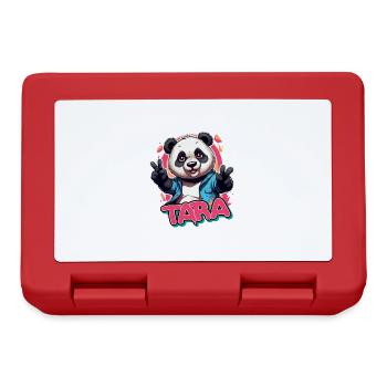TARA - Beau nom de fille avec Panda cool - Boîte à goûter - rouge - Devant