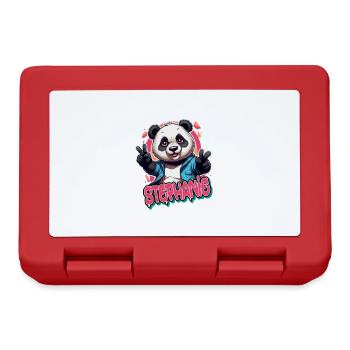 STEPHANIE - Beau prénom de fille avec panda cool - Boîte à goûter - rouge - Devant