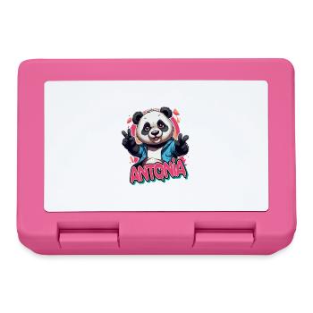 ANTONIA - Schöner Mädchen Name mit coolem Panda - Brotdose - Pink - Vorne
