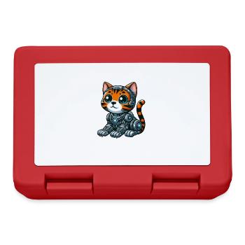 Bengalkatze Cyborg Cartoon Design - Brotdose - Rot - Vorne