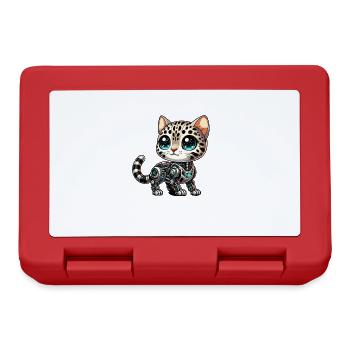 Bengal Cat Robot Cyborg Cartoon - Lunchbox - red - Front