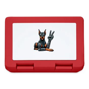 Dobermann Roboter Cyborg Hund Futuristisch - Brotdose - Rot - Vorne