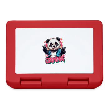 JANNA - Beau nom de fille avec panda cool - Boîte à goûter - rouge - Devant