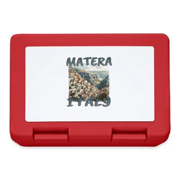 Matera, Italie : vieille ville grunge dans les rochers - Boîte à goûter - rouge - Devant