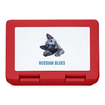 Chat bleu russe Russisch Blau Katze - Boîte à goûter - rouge - Devant