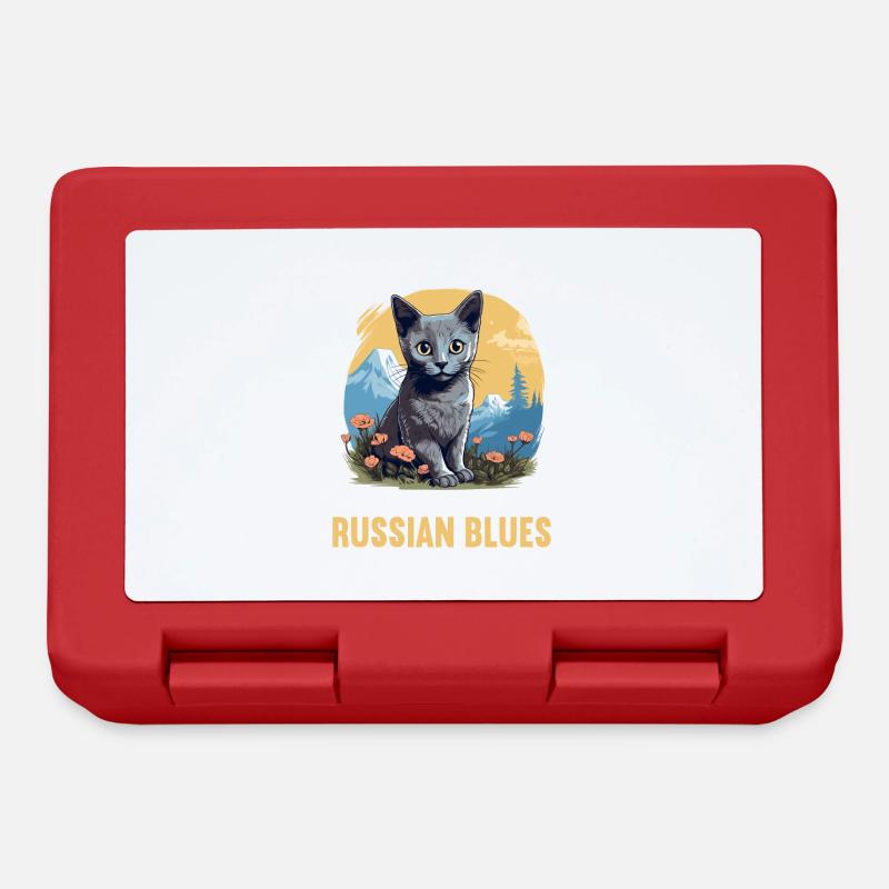 Chat bleu russe Russisch Blau Katze - Boîte à goûter - rouge