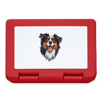 Australian Shepherd | Aussie | Cartoon Artwork - Lunchbox - red - Front