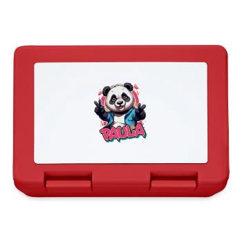 PAULA - Beau nom de fille avec Cool Panda - Boîte à goûter - rouge - Devant