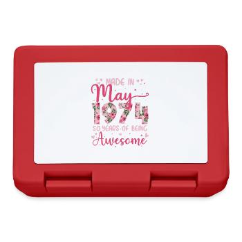 Mai 1974 Cadeau Anniversaire 50 Ans Pour Femme - Boîte à goûter - rouge - Devant