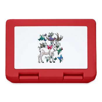 cerfs printemps papillons fleurs nature - Boîte à goûter - rouge - Devant