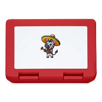 Cinco de Mayo Zebra: Trumpeter in Black and White - Lunchbox - red - Front