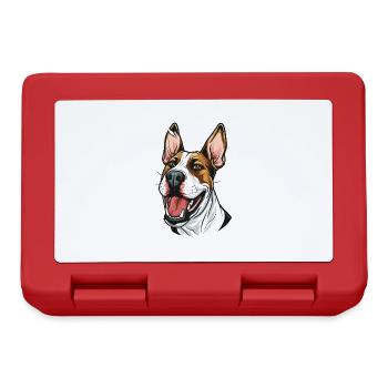 Bullterrier | Cartoon Artwork - Brotdose - Rot - Vorne